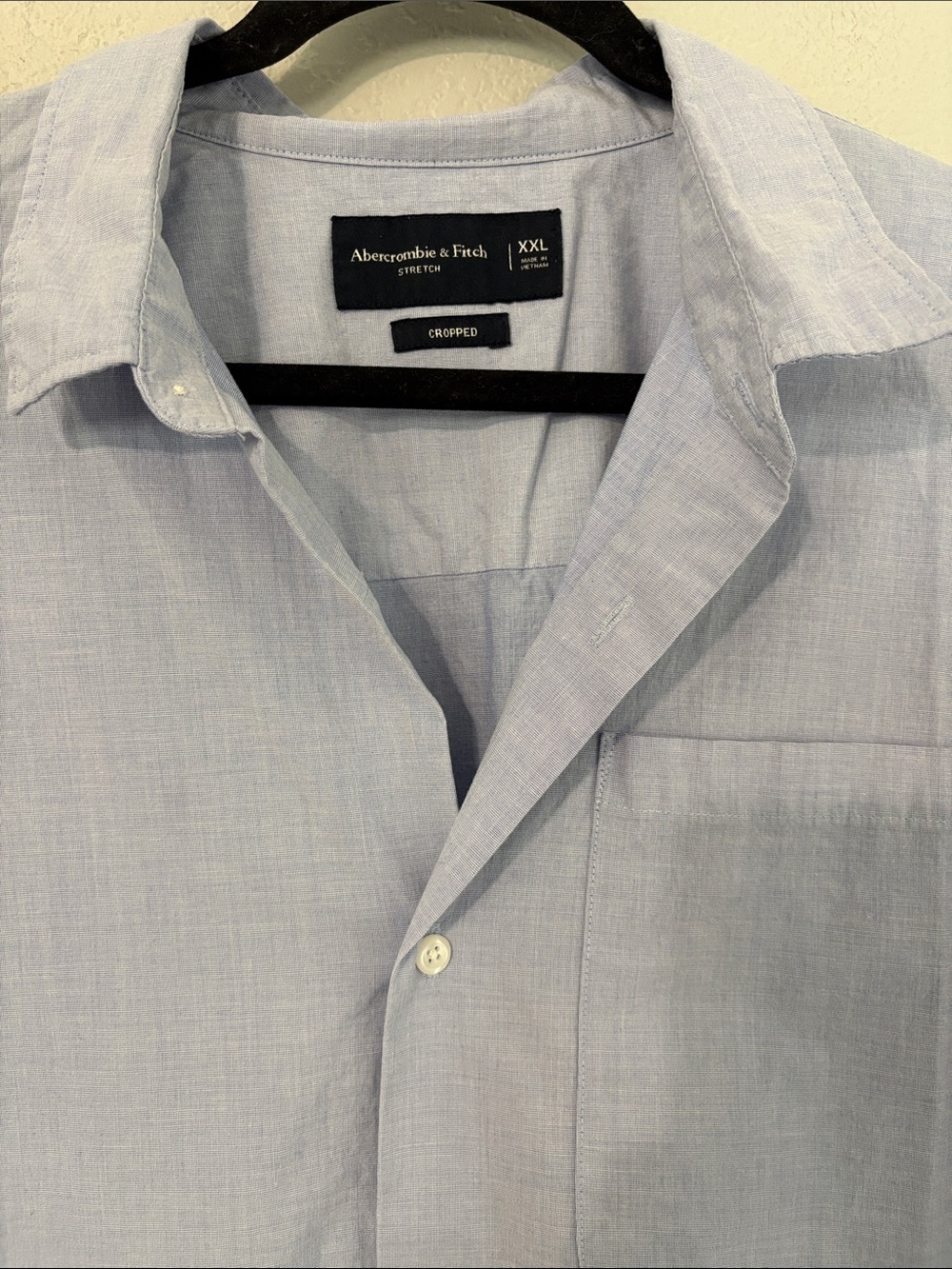 Abercrombie & Fitch Cropped Blue Camp Shirt Button Down XXL - Picture 2 of 5
